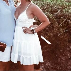 White Lace Tie Dress